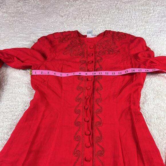 Talbots long sleeved red button down midi dress, size 8 - Picture 8 of 11